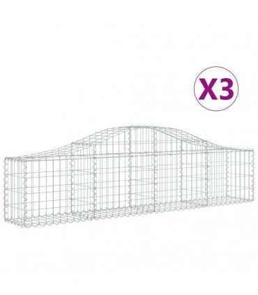 vidaXL Arched Gabion Baskets 3 pcs 200x30x40/60 cm Galvanised Iron