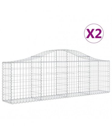 vidaXL Arched Gabion Baskets 2 pcs 200x30x60/80 cm Galvanised Iron