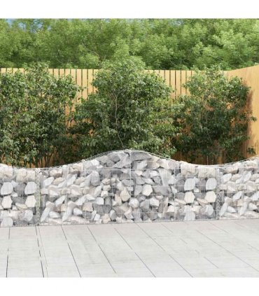 vidaXL Arched Gabion Baskets 3 pcs 200x30x60/80 cm Galvanised Iron