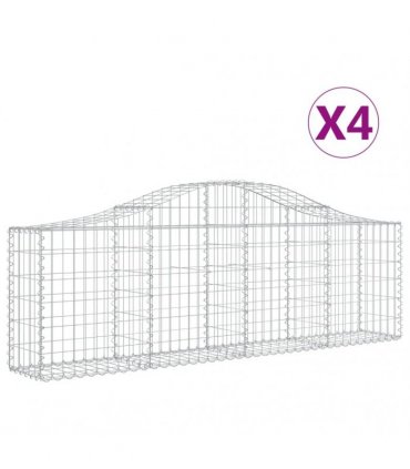 vidaXL Arched Gabion Baskets 4 pcs 200x30x60/80 cm Galvanised Iron