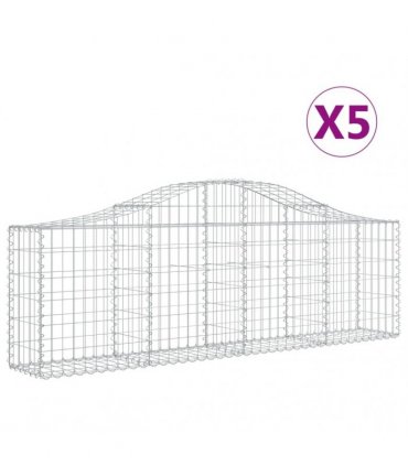 vidaXL Arched Gabion Baskets 5 pcs 200x30x60/80 cm Galvanised Iron