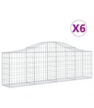 vidaXL Arched Gabion Baskets 6 pcs 200x30x60/80 cm Galvanised Iron