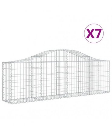 vidaXL Arched Gabion Baskets 7 pcs 200x30x60/80 cm Galvanised Iron
