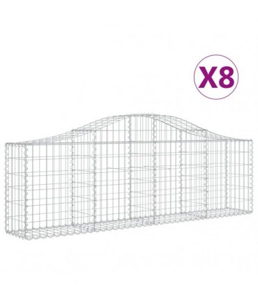 vidaXL Arched Gabion Baskets 8 pcs 200x30x60/80 cm Galvanised Iron