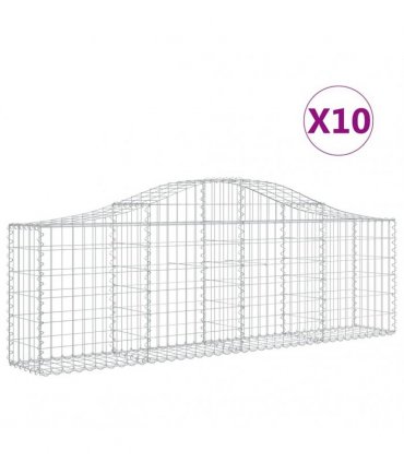 vidaXL Arched Gabion Baskets 10 pcs 200x30x60/80 cm Galvanised Iron