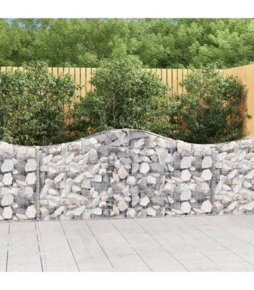 vidaXL Arched Gabion Baskets 2 pcs 200x30x80/100 cm Galvanised Iron