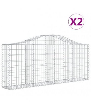 vidaXL Arched Gabion Baskets 2 pcs 200x30x80/100 cm Galvanised Iron