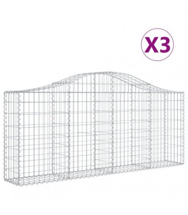 vidaXL Arched Gabion Baskets 3 pcs 200x30x80/100 cm Galvanised Iron