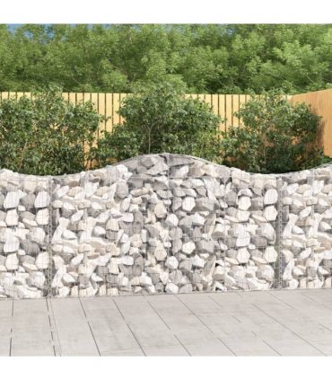 vidaXL Arched Gabion Baskets 2 pcs 200x30x100/120 cm Galvanised Iron