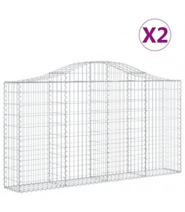 vidaXL Arched Gabion Baskets 2 pcs 200x30x100/120 cm Galvanised Iron