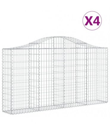 vidaXL Arched Gabion Baskets 4 pcs 200x30x100/120 cm Galvanised Iron