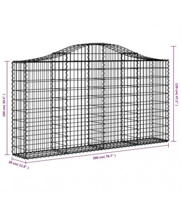 vidaXL Arched Gabion Baskets 5 pcs 200x30x100/120 cm Galvanised Iron