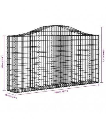 vidaXL Arched Gabion Baskets 8 pcs 200x30x100/120 cm Galvanised Iron