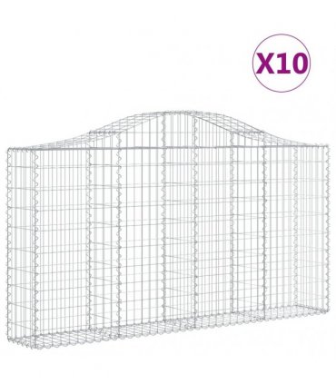 vidaXL Arched Gabion Baskets 10 pcs 200x30x100/120 cm Galvanised Iron