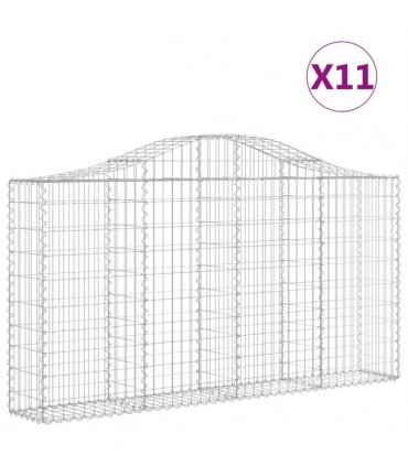 vidaXL Arched Gabion Baskets 11 pcs 200x30x100/120 cm Galvanised Iron