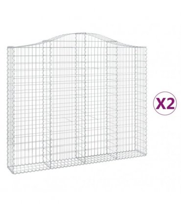 vidaXL Arched Gabion Baskets 2 pcs 200x30x160/180 cm Galvanised Iron