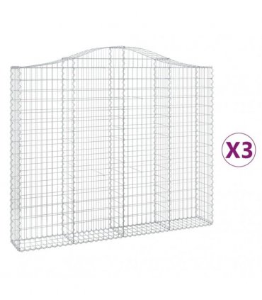 vidaXL Arched Gabion Baskets 3 pcs 200x30x160/180 cm Galvanised Iron