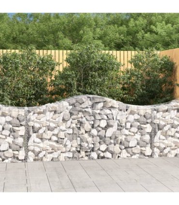 vidaXL Arched Gabion Baskets 2 pcs 200x50x80/100 cm Galvanised Iron