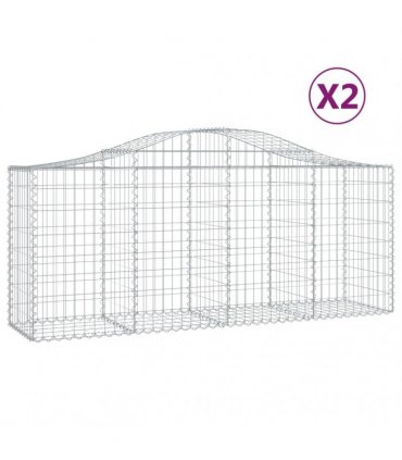 vidaXL Arched Gabion Baskets 2 pcs 200x50x80/100 cm Galvanised Iron