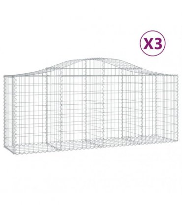 vidaXL Arched Gabion Baskets 3 pcs 200x50x80/100 cm Galvanised Iron