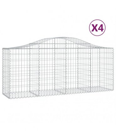 vidaXL Arched Gabion Baskets 4 pcs 200x50x80/100 cm Galvanised Iron