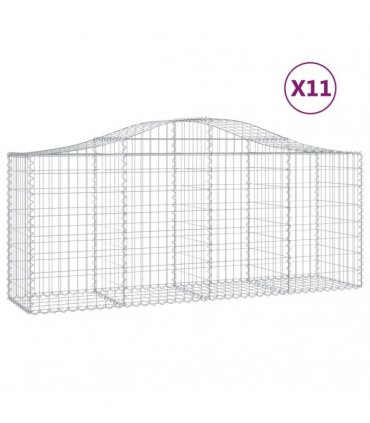 vidaXL Arched Gabion Baskets 11 pcs 200x50x80/100 cm Galvanised Iron