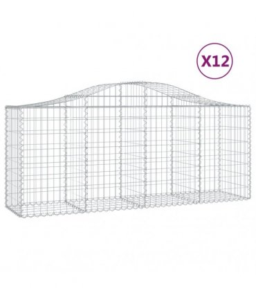 vidaXL Arched Gabion Baskets 12 pcs 200x50x80/100 cm Galvanised Iron