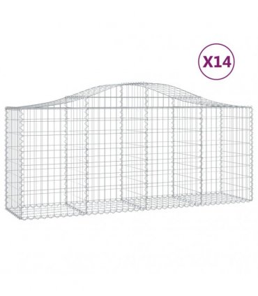 vidaXL Arched Gabion Baskets 14 pcs 200x50x80/100 cm Galvanised Iron
