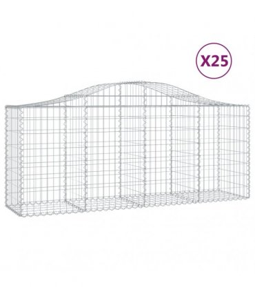 vidaXL Arched Gabion Baskets 25 pcs 200x50x80/100 cm Galvanised Iron