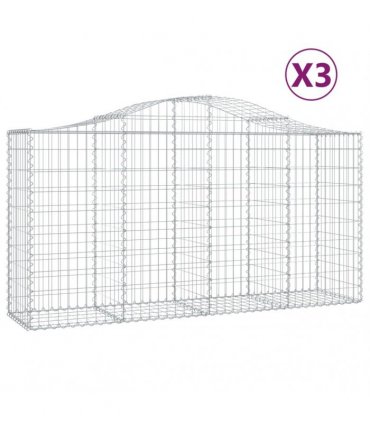 vidaXL Arched Gabion Baskets 3 pcs 200x50x100/120 cm Galvanised Iron