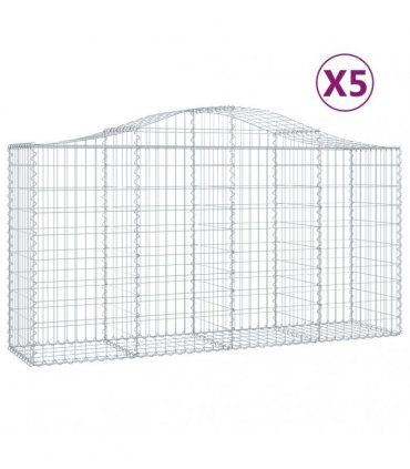 vidaXL Arched Gabion Baskets 5 pcs 200x50x100/120 cm Galvanised Iron