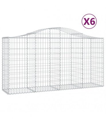 vidaXL Arched Gabion Baskets 6 pcs 200x50x100/120 cm Galvanised Iron