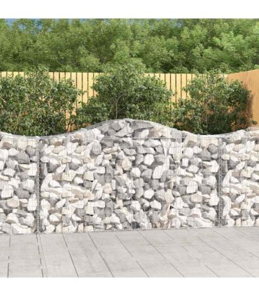 vidaXL Arched Gabion Baskets 8 pcs 200x50x100/120 cm Galvanised Iron