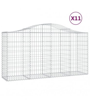 vidaXL Arched Gabion Baskets 11 pcs 200x50x100/120 cm Galvanised Iron