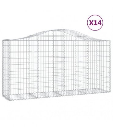 vidaXL Arched Gabion Baskets 14 pcs 200x50x100/120 cm Galvanised Iron