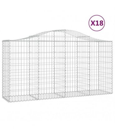 vidaXL Arched Gabion Baskets 18 pcs 200x50x100/120 cm Galvanised Iron