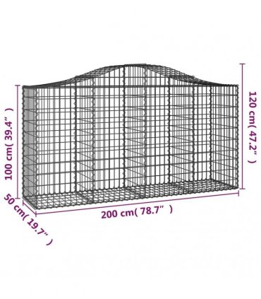 vidaXL Arched Gabion Baskets 18 pcs 200x50x100/120 cm Galvanised Iron