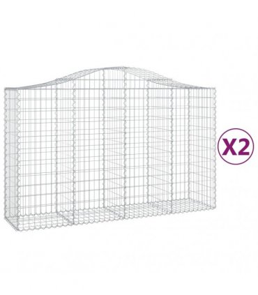 vidaXL Arched Gabion Baskets 2 pcs 200x50x120/140 cm Galvanised Iron