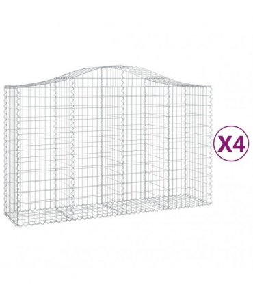 vidaXL Arched Gabion Baskets 4 pcs 200x50x120/140 cm Galvanised Iron