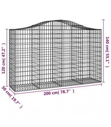 vidaXL Arched Gabion Baskets 5 pcs 200x50x120/140 cm Galvanised Iron