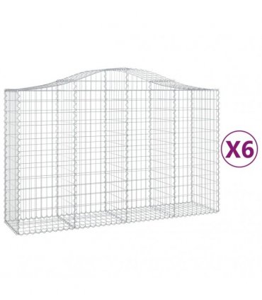 vidaXL Arched Gabion Baskets 6 pcs 200x50x120/140 cm Galvanised Iron