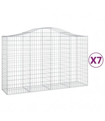 vidaXL Arched Gabion Baskets 7 pcs 200x50x120/140 cm Galvanised Iron