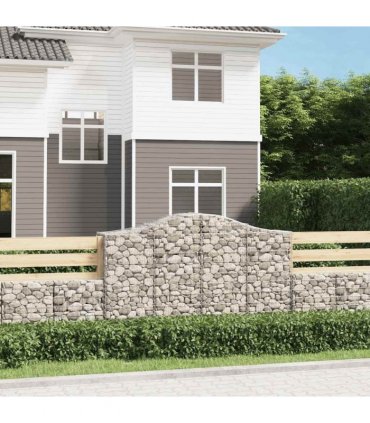 vidaXL Arched Gabion Baskets 8 pcs 200x50x120/140 cm Galvanised Iron