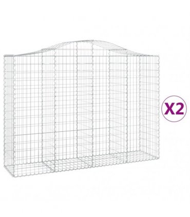 vidaXL Arched Gabion Baskets 2 pcs 200x50x140/160 cm Galvanised Iron
