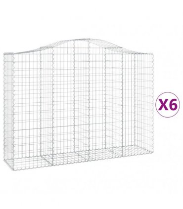 vidaXL Arched Gabion Baskets 6 pcs 200x50x140/160 cm Galvanised Iron