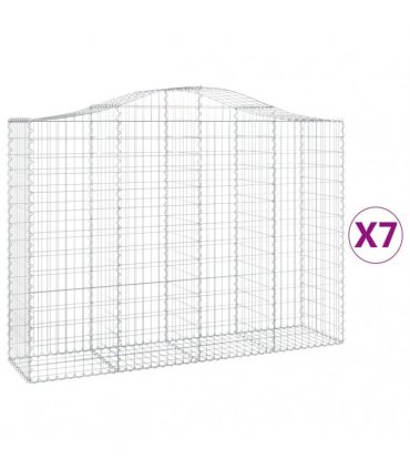 vidaXL Arched Gabion Baskets 7 pcs 200x50x140/160 cm Galvanised Iron
