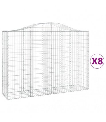 vidaXL Arched Gabion Baskets 8 pcs 200x50x140/160 cm Galvanised Iron