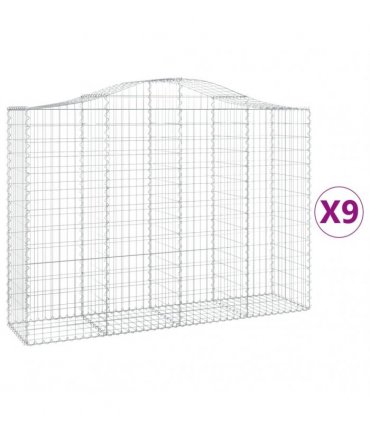 vidaXL Arched Gabion Baskets 9 pcs 200x50x140/160 cm Galvanised Iron