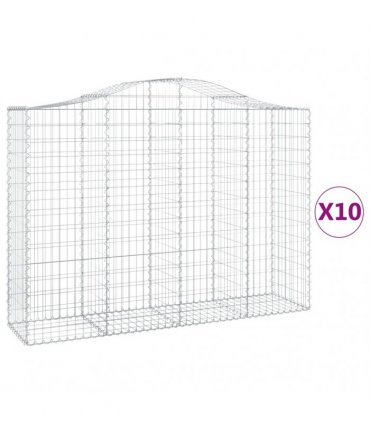 vidaXL Arched Gabion Baskets 10 pcs 200x50x140/160 cm Galvanised Iron