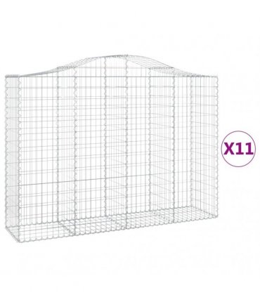 vidaXL Arched Gabion Baskets 11 pcs 200x50x140/160 cm Galvanised Iron